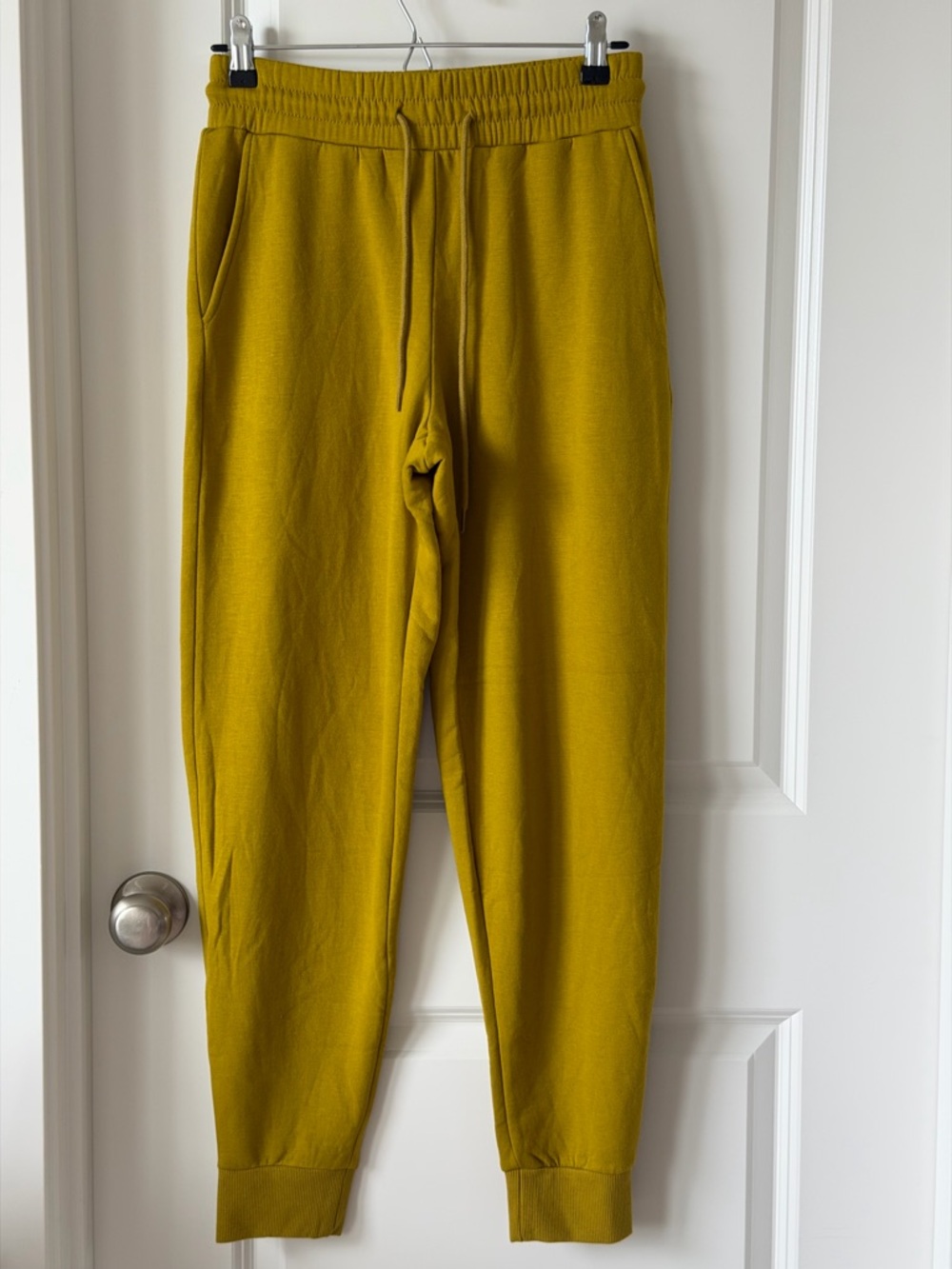 Zenana Women’s Mustard Yellow High Rise Jogger Pants-Very Soft.